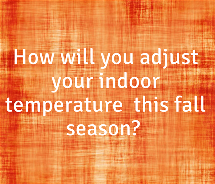 An orange background with a question regarding adjusting your home thermostat